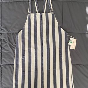 L Vince Camuto Striped Denim Overall Dress NWT